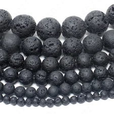 Natural Lava Stone Volcano Beads Round 4mm 6mm 8mm 10mm 12mm 14mm 15.5" Strand