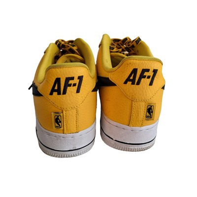 Nike x NBA Air force 1 Amarillo Large black swoosh yellow mens 10 Nike x NBA Air force 1 Amarillo Large black swoosh... | Depop main image 3