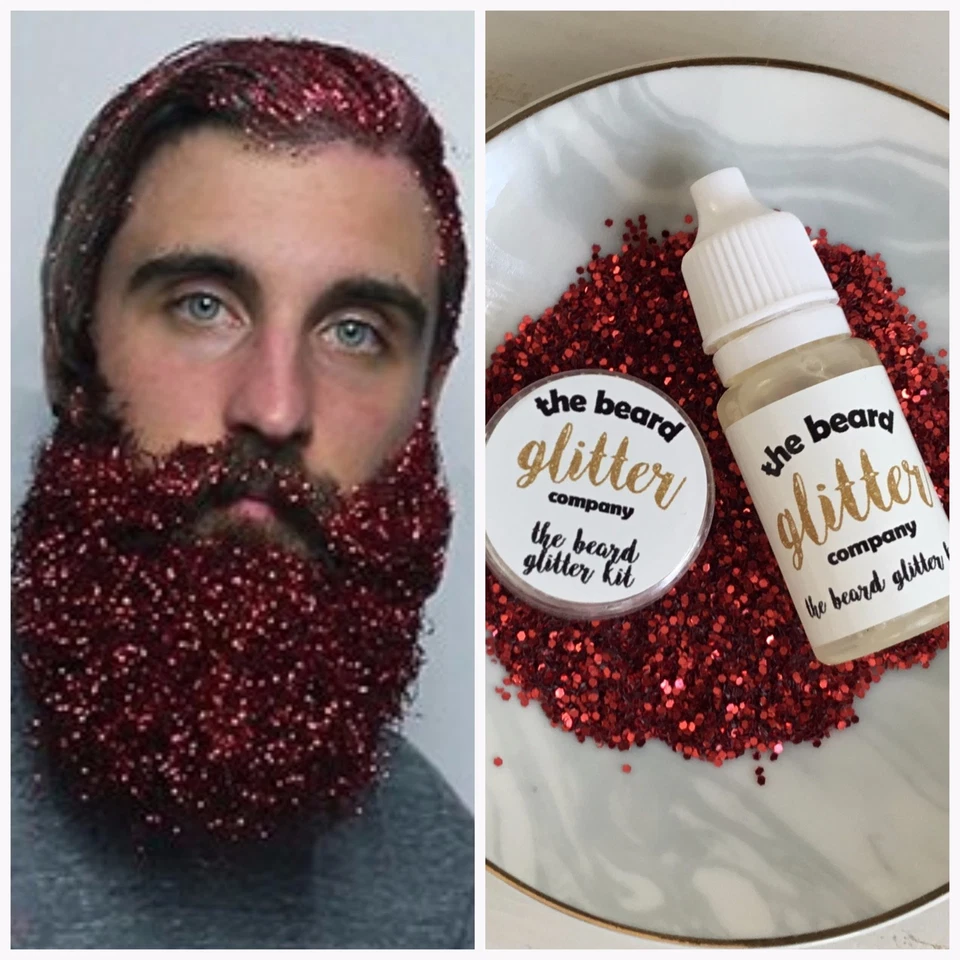 Beard Glitter Kit 1 COLOUR SET RED Secret Santa Christmas Fancy Dress Costume
