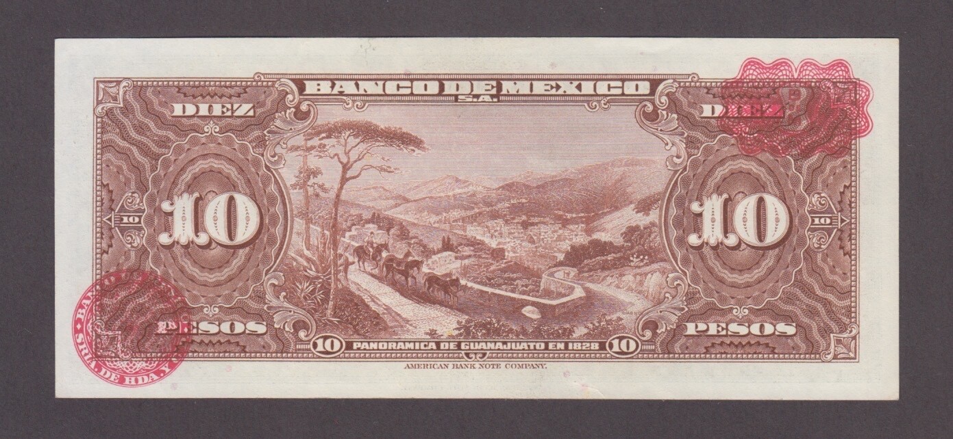 MEXICO P.58b-8327 10 PESOS 8.9.1954 SERIE EM UNC WE COMBINE            2501