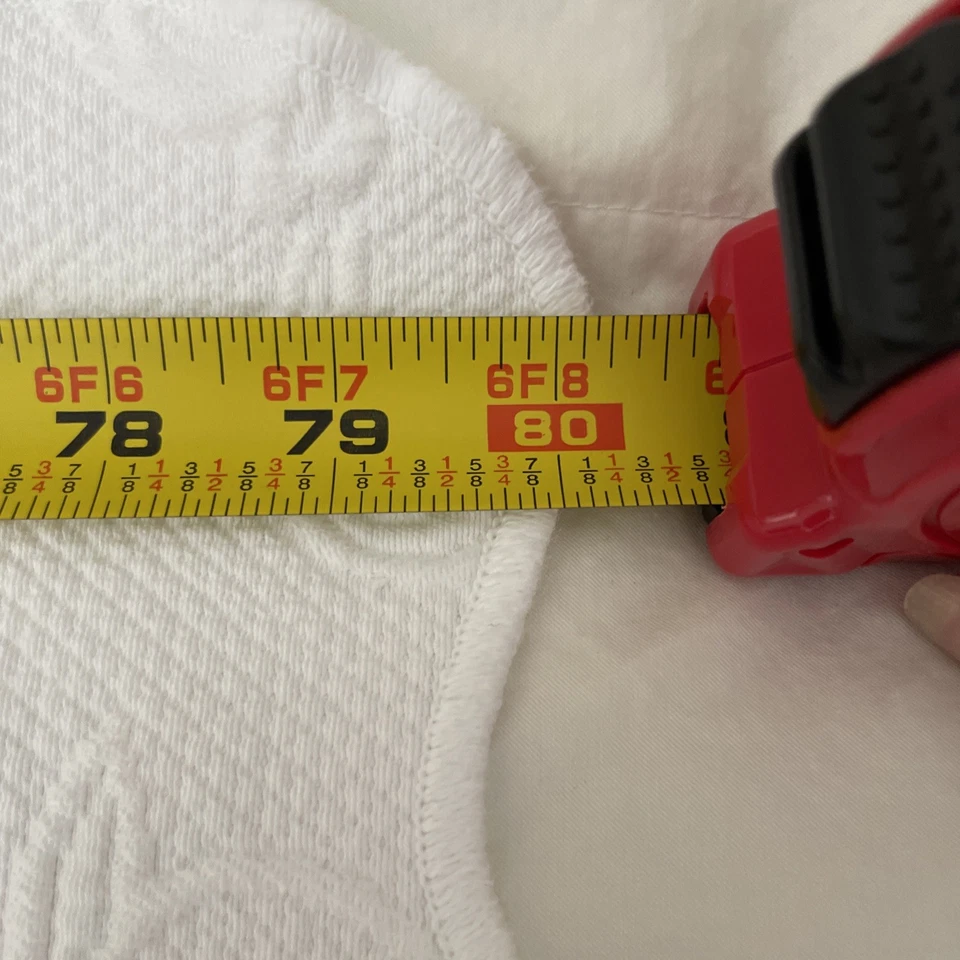 "Cobertor completo vintage Colchas Domingos Matelasse 81""x80"" blanco floral festoneado" Foto 4 de 4