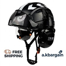 Construction Safety Helmet with Visor Built In Goggle Earmuffs Hard Head Hat Cap