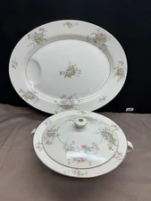 T. Haviland "APPLE BLOSSOM" New York  ~ 2 Piece Serving Set: Bowl, Large Platter