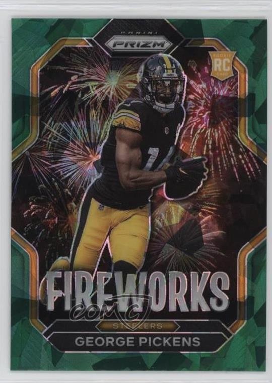 2022 Panini Prizm Fireworks Green Ice Prizm George Pickens #F-22 Rookie RC