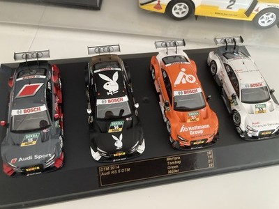 4 X DTM Audi RS5 2014 Mortara, Tambay Green Müller 1/43 Inkl Vitrine