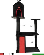 53" Gothic Cat Tree with Coffin Bed, Large Cat Tower with Spacious Cat Condo, Sc