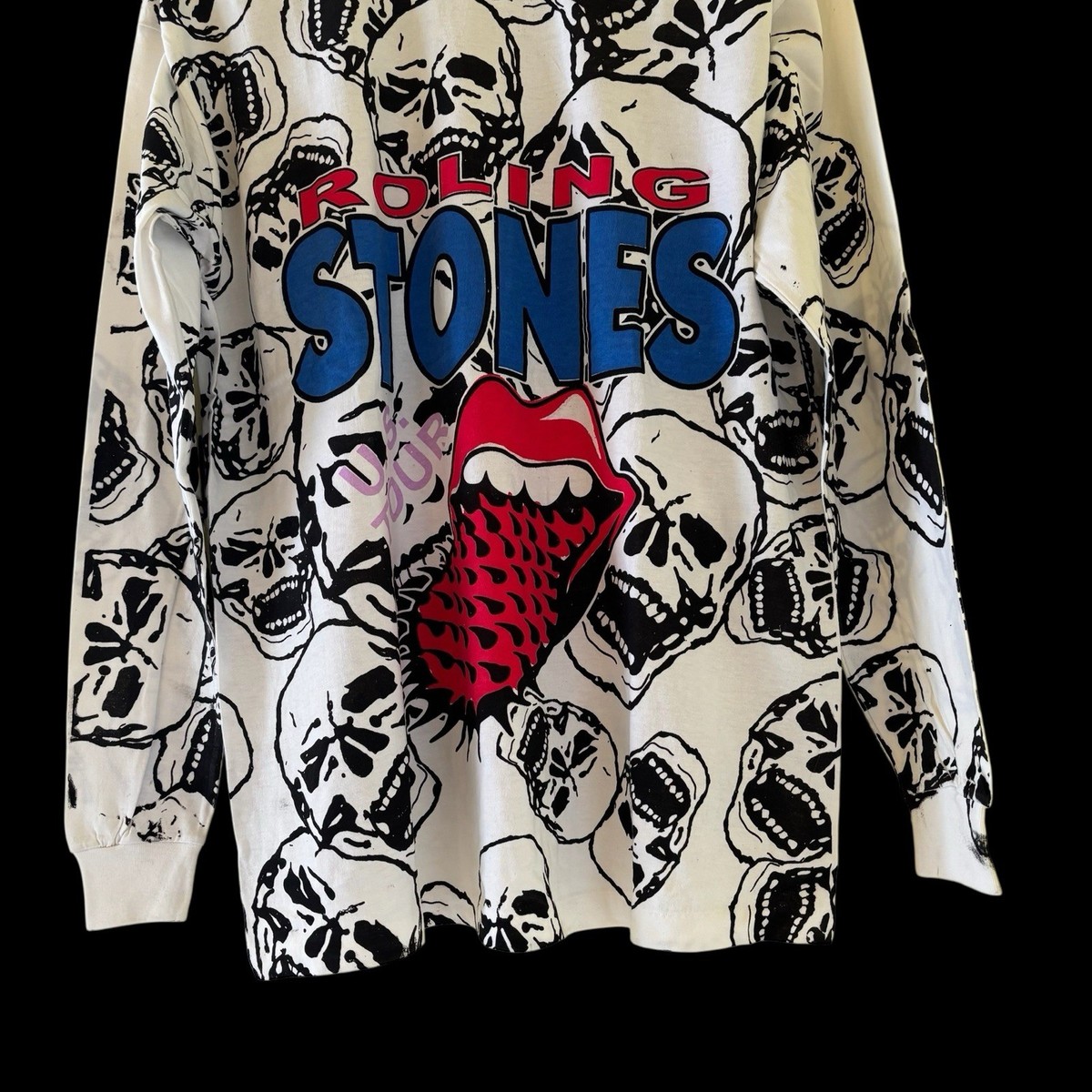 Rolling Stones Voodoo Lounge Tour Skull AOP Long Sleeve Shirt XL