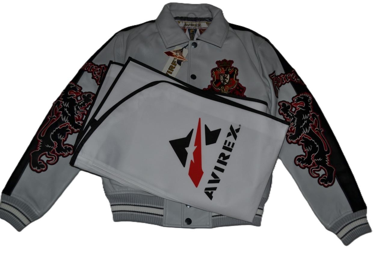 AUTHENTIC MENS AVIREX 2 TONE GOTH JACKET BOMBER GREY BLACK BRAND NEW ALL SIZES image 7