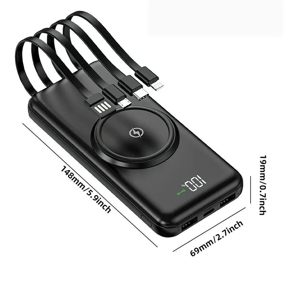 Magnetic 10000mAh Power Bank Pack Wireless Charging Battery USB for Mobile - Image 4 of 4