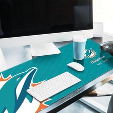 Miami Dolphins Official NFL Desk Pad 35 x 16" Decor For Keyboard Laptop Mouse
