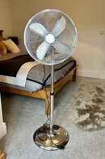 16 Inch Chrome Electric Floor Standing Pedestal Fan, 3 Speed, Optional Rotation