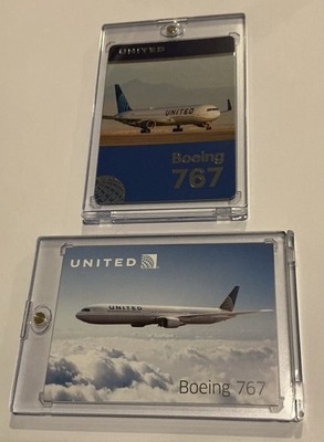 UNITED AIRLINES AIRCRAFT AIRPLANE FLEET TRADING CARDS Boeing 767 (2) IN CASES