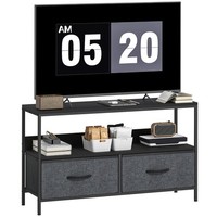 TV Schrank Lowboard Mit 2 Schubladen, Offenem Fach, 98 Cm Fernsehtisch Schwarz