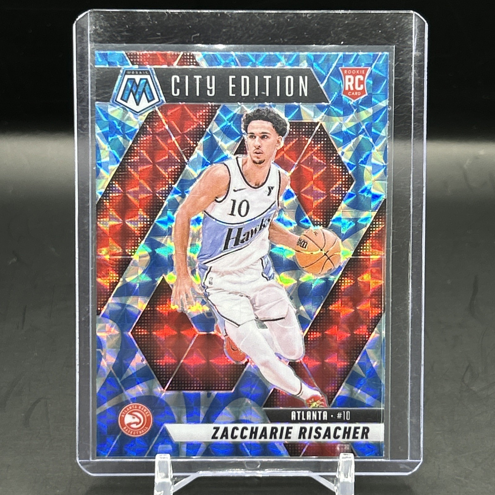 2024-25 Panini Mosaic #274 Zaccharie Risacher Reactive Blue Mosaic