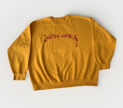 Travis Scott x McDonalds Cactus Jack Spelling Crewneck Sweater Gold Men's Size L