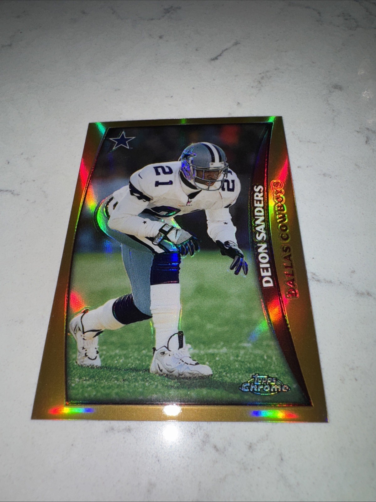 1998 Topps Chrome Refractor Deion Sanders #5  Dallas Cowboys