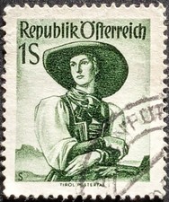 Austria 1951 1S Traditional Costumes SG1127 used stamp