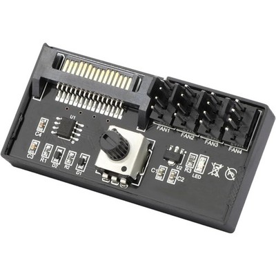 SATA Powered 4 Port PWM Fan Controller Hub 12V 60W Adjustable Speed Knob PC Case