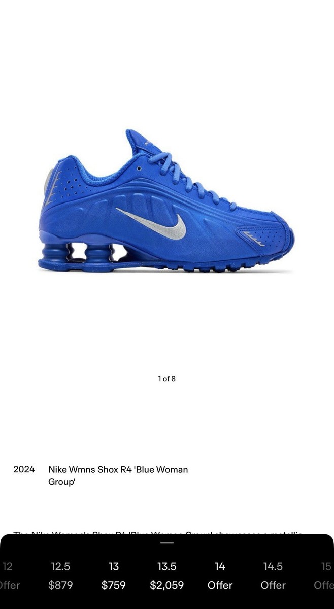 Nike Shox R4 Blue Woman Group Sneaker Blue Metallic Silver HJ7303