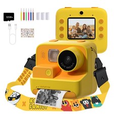 Kids Camera Instant Print 48MP Digital Selfie 1080P Video 32G Card Orange