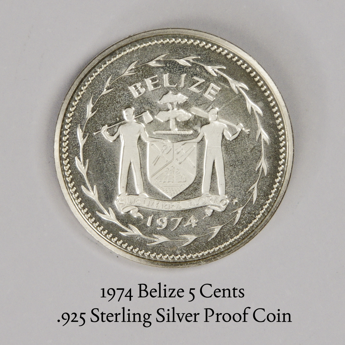 1974 Belize 5 Cents – .925 Sterling Silver Proof Coin (Hummingbird