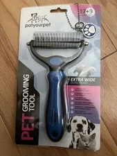 New Patyourpet Pet Grooming Tool Extra Wide Dual Head Safe and Easy Dog or Pet