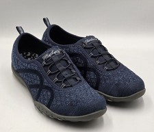 Skechers Breathe Easy Slip On Women  s 8 Navy Relaxed Fit Walking Shoes