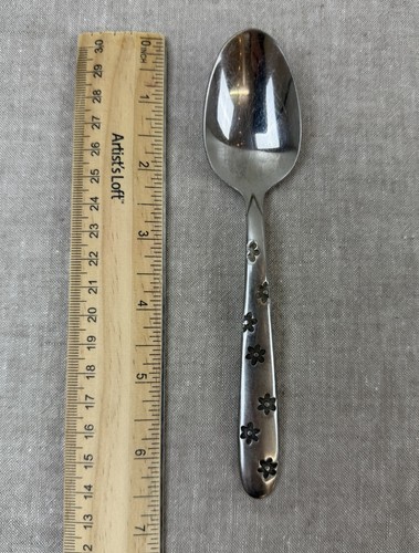 1 Oneida Silver Daisy Frost 6.5" Spoon Stainless Steel 18/10 Flatware MCM