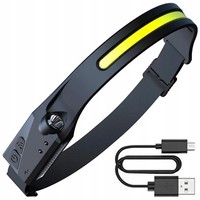Hurtel LED Stirnlampe Mit Bewegungssensor, IPX4, USB-C, Schwarz