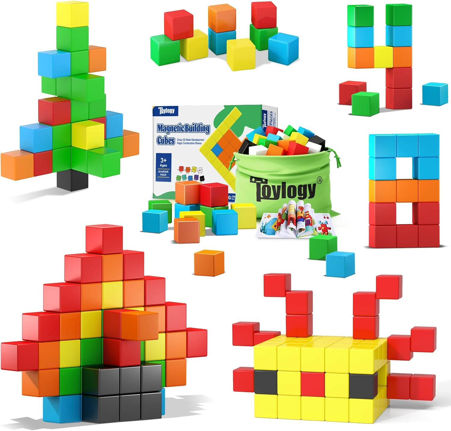 48PCS Large Magnetic Building Blocks for Toddlers - STEM Sensory Learning Toy