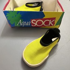 Vintage 90s Nike Baby Aqua Sock Water Shoes Original Box Lemon Twist/BLK Size 3