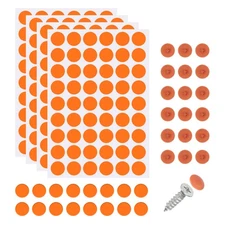 216Pcs Screw Hole Stickers and 200Pcs 12x3.5mm Screw Cover Caps, Orange Red