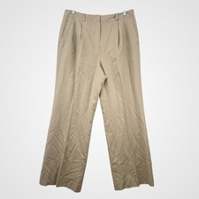 Brooks Brothers Womens 100 Wool Career Pants Wide leg High Rise Tan Brown Sz 12