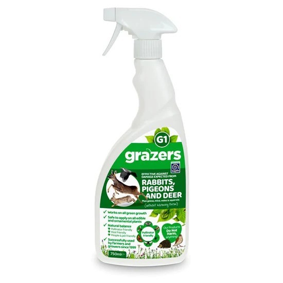 Grazers G1 Repellent Pesticide Free Deter Rabbits Deer Pigeons Geese 750ml Spray