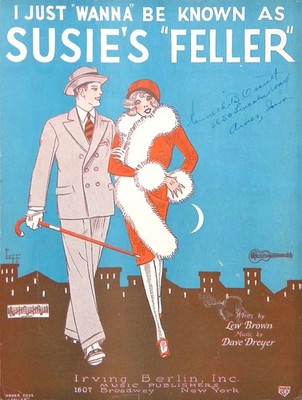 I Just Wanna Be Known As Susie's Feller Sheet Music Dave Dreyer Lew Brown 1926