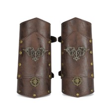 Leder Armschienen Distressed Armsch&uuml;tzer mit Zahnr&auml;dern Gothic f&uuml;r Cosplayer