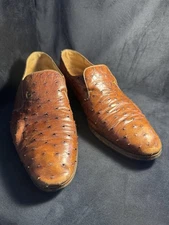 Men’s Vintage Mauri Italy Ostrich Skin Leather Loafer Suit Shoes Size 12US