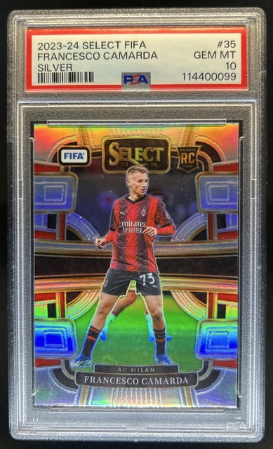 2023-24 Panini Select FIFA Francesco Camarda Silver Prizm RC #35 Milan PSA 10