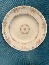 WG & Co Limoges France - Rimmed Soup Bowl - White W Light Floral Swag Trim
