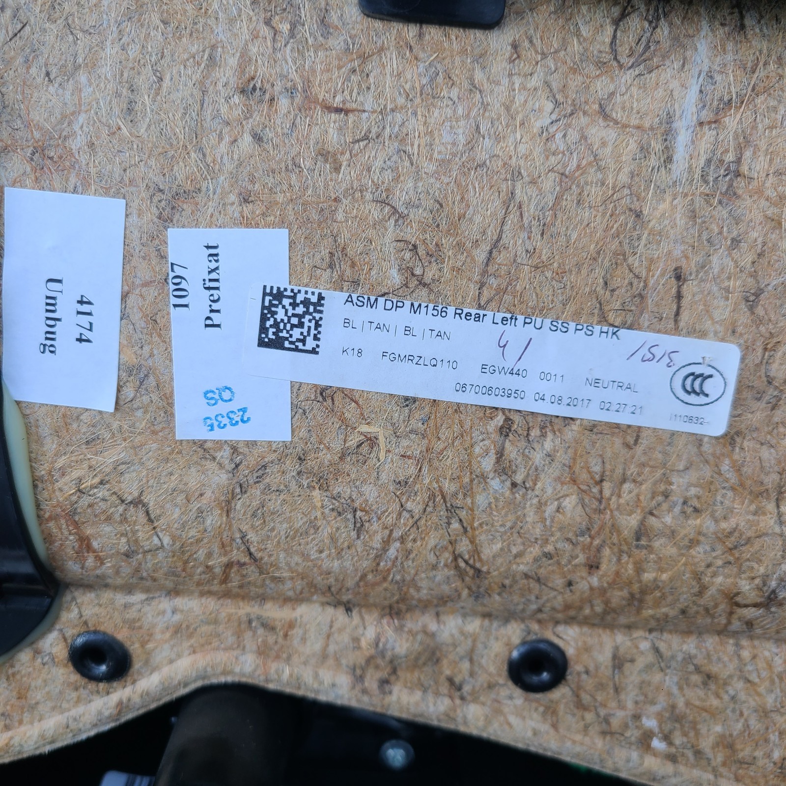 2014-2017 Maserati Quattroporte Left Rear Driver Side Door Panel Trim Cover