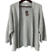 J Jill Pure Jill Cotton Blend Textured Knit Open Front Cardigan Sweater L NWT