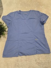 Grey's Anatomy Light Blue V-Neck Utility Workwear Scrub Top, L