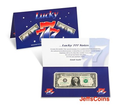 Lucky 7's Federal Reserve Note #777 Series 2017 $1 Note Package