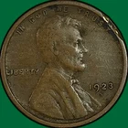 1923-S Lincoln Wheat Cent Very Fine VF Coin, Rim Ding #34344