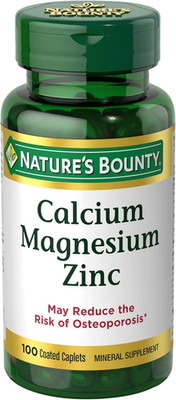 Nature's Bounty Calcium Magnesium & Zinc Caplets, 100 Count (Pack of 1)