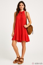 Women's Boohoo Red Sleeveless Mini Dress Size 12 oversized Boho