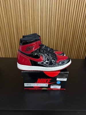 Jordan 1 Retro High OG Patent Bred Size 9.5, PREOWNED-R