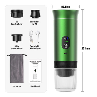 Foombthe Tragbare Espressomaschine Mit Digitalanzeige, 3-In-1-Kapselkaffeemaschi