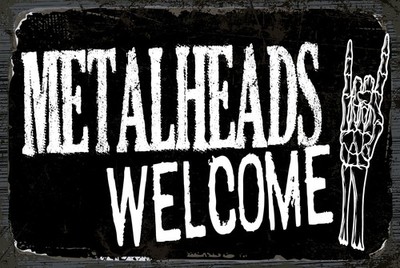 Holzschild 20x30 cm Metalheads welcome Skeletthand Deko Geschenk  Schild