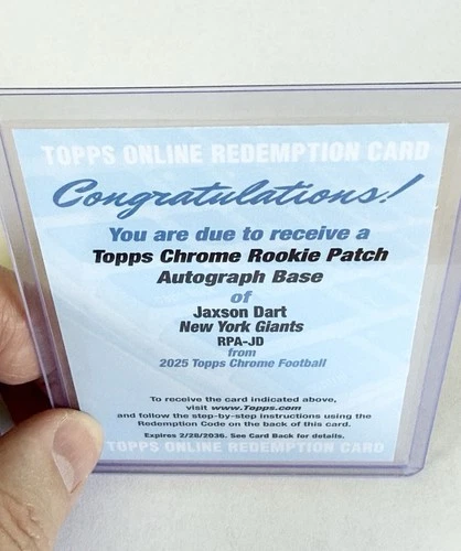 2025 Topps Chrome Jaxson Dart Rookie Patch Autographs (RAW)